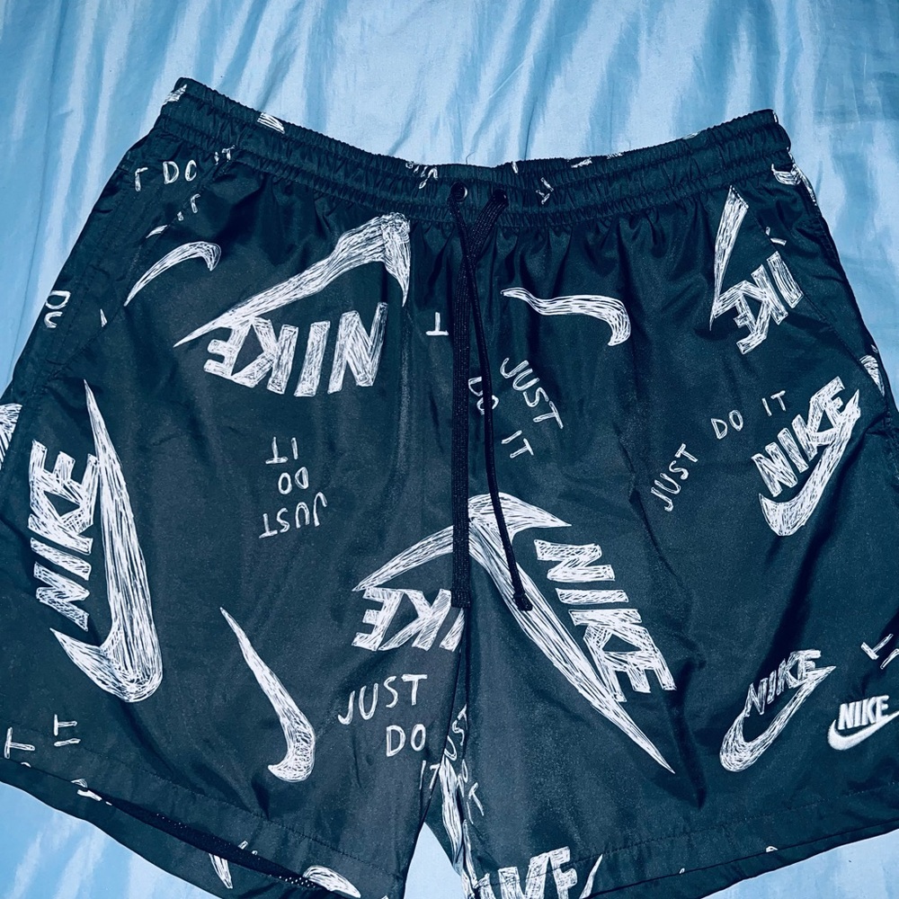 Nike Black and White Graphic Shorts